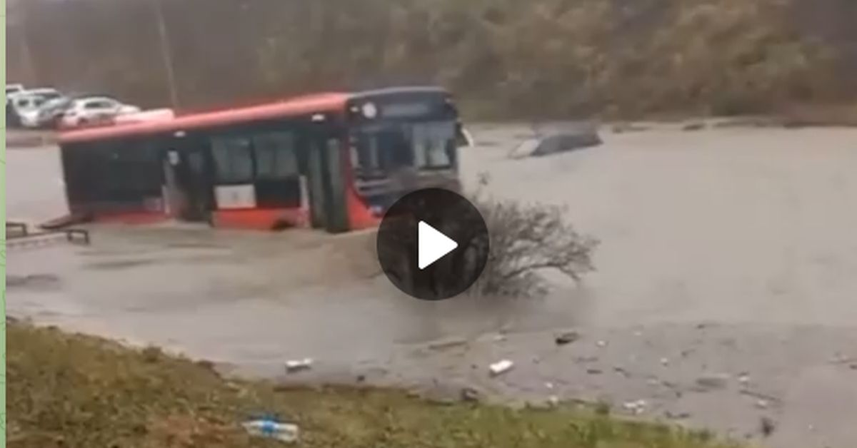 Видеофакт из Приморья: городской автобус мужественно борется с бурным потоком